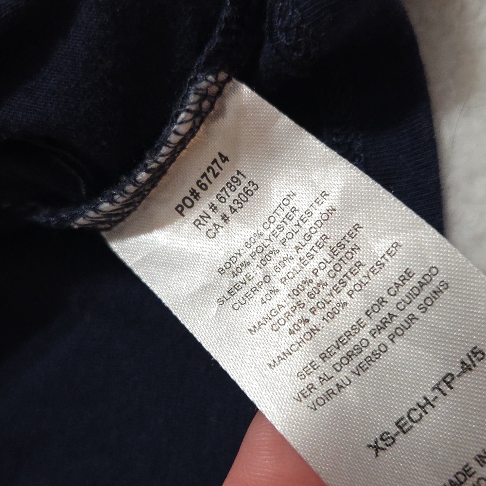 Hello Kitty Navy Blue Tee with Gold Sequin Sleeves - Picture 3 of 4